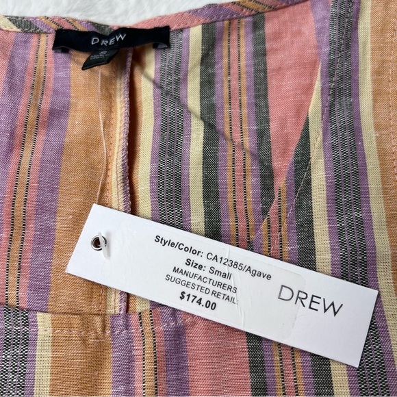 Drew Anthropologie Linen Cotton Blend Agave Rainbow Stripe Tank Top Small - Picture 6 of 9